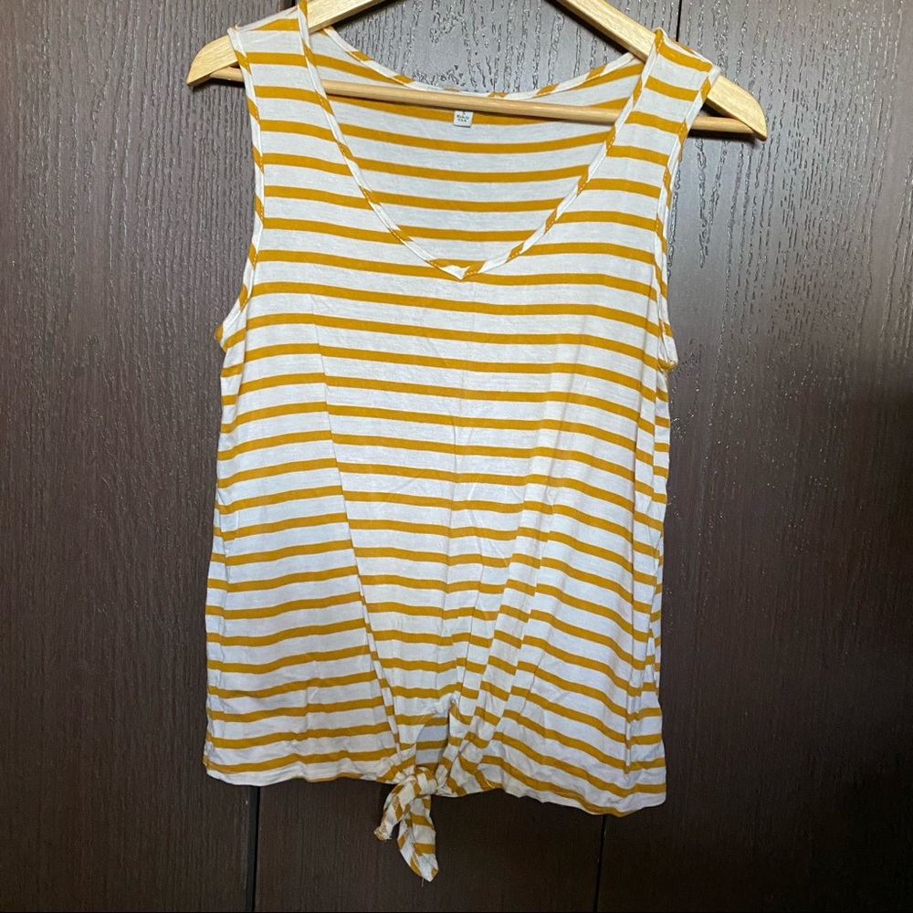 Yellow & White Striped Tank Top